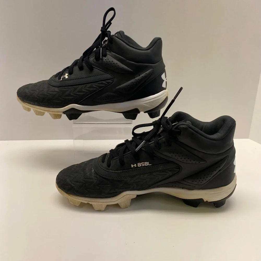 Under‎ Armour Leadoff Mid 3.0 RM Baseball Cleats Mens 7 Black White 3027446-001